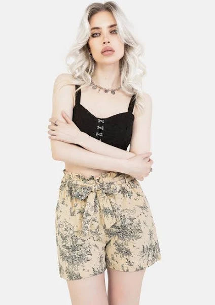 VitaNorr™ - Dam paperbag-shorts med majstångsmönster