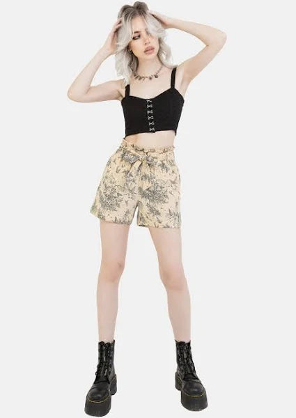 VitaNorr™ - Dam paperbag-shorts med majstångsmönster